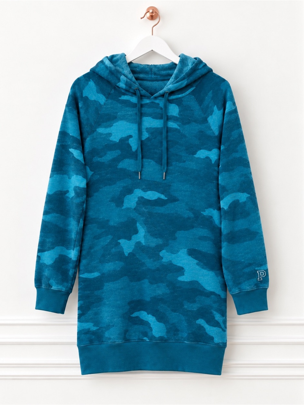 NWT PINK Victorias Secret $65 XS Camo Fleece Hoodie Sweatshirt Dress Oversized